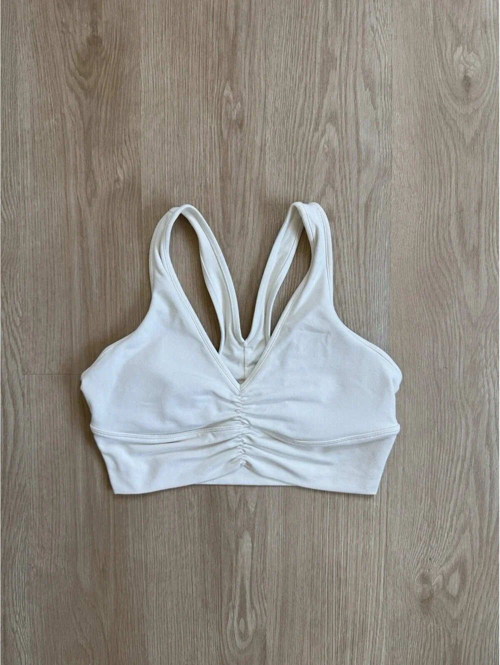 Alo Yoga Wild Thing Sports Bra Women’s Med Ivory White Good Ruched Racerback